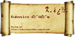 Kubovics Ádám névjegykártya