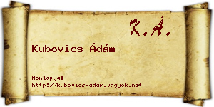 Kubovics Ádám névjegykártya
