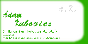 adam kubovics business card